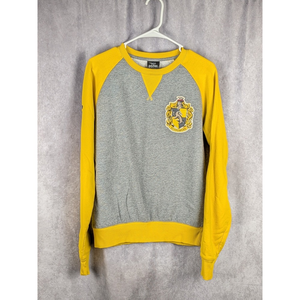 Harry Potter Hufflepuff Sweatshirt Kid Medium Yellow Gray Universal Studios-C265